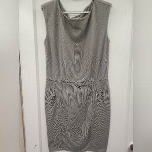 Athleta Black and White Striped Mini Dress